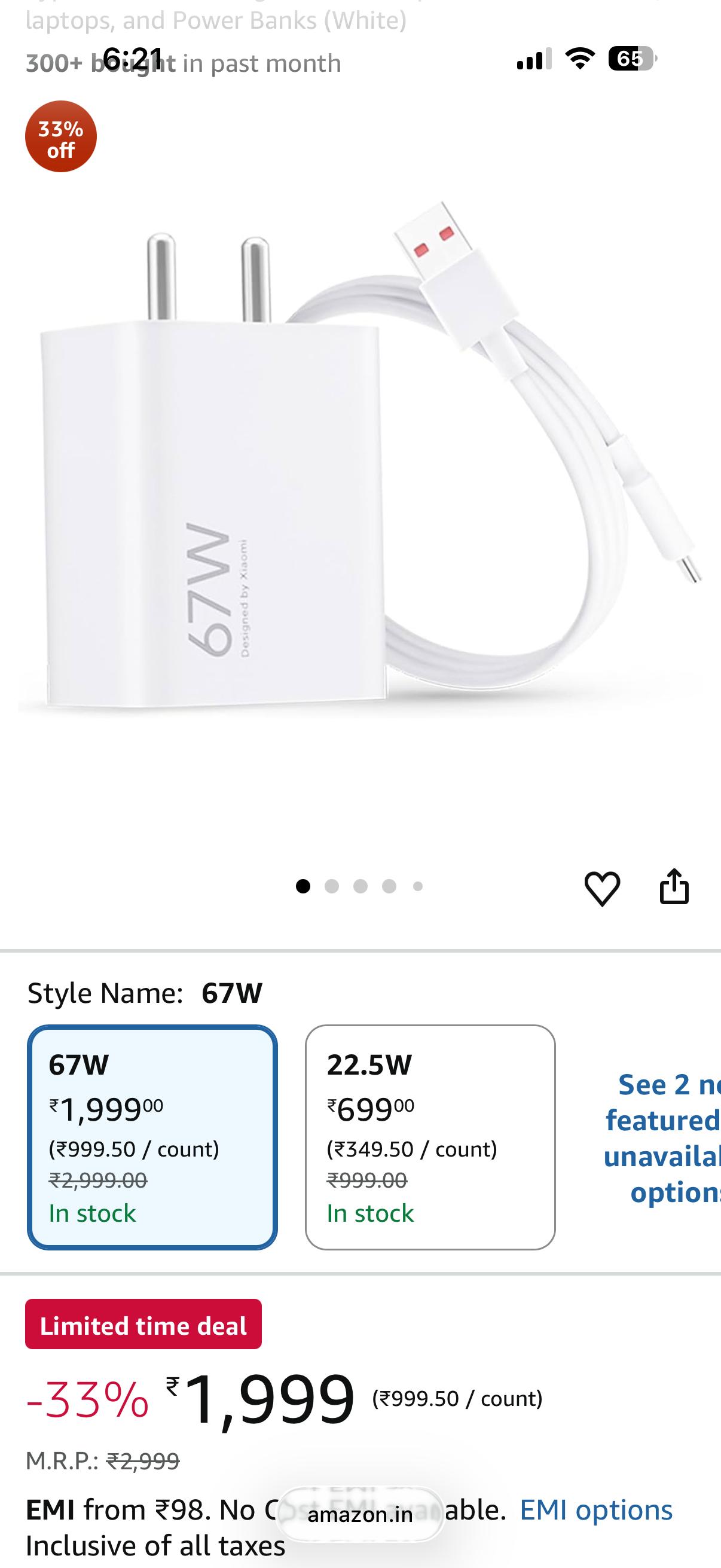 CHARGER MI 100% ORIGINAL 67W CHARGER