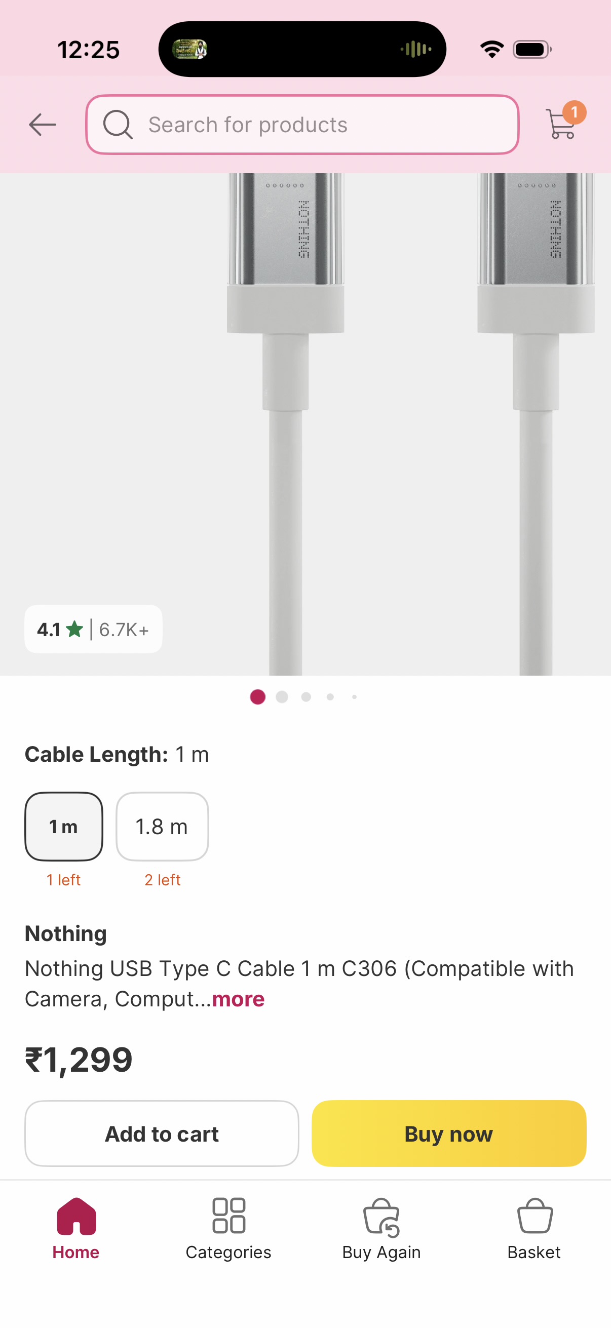 Data Cables Nothing USB Type C Cable 1 m (100%)